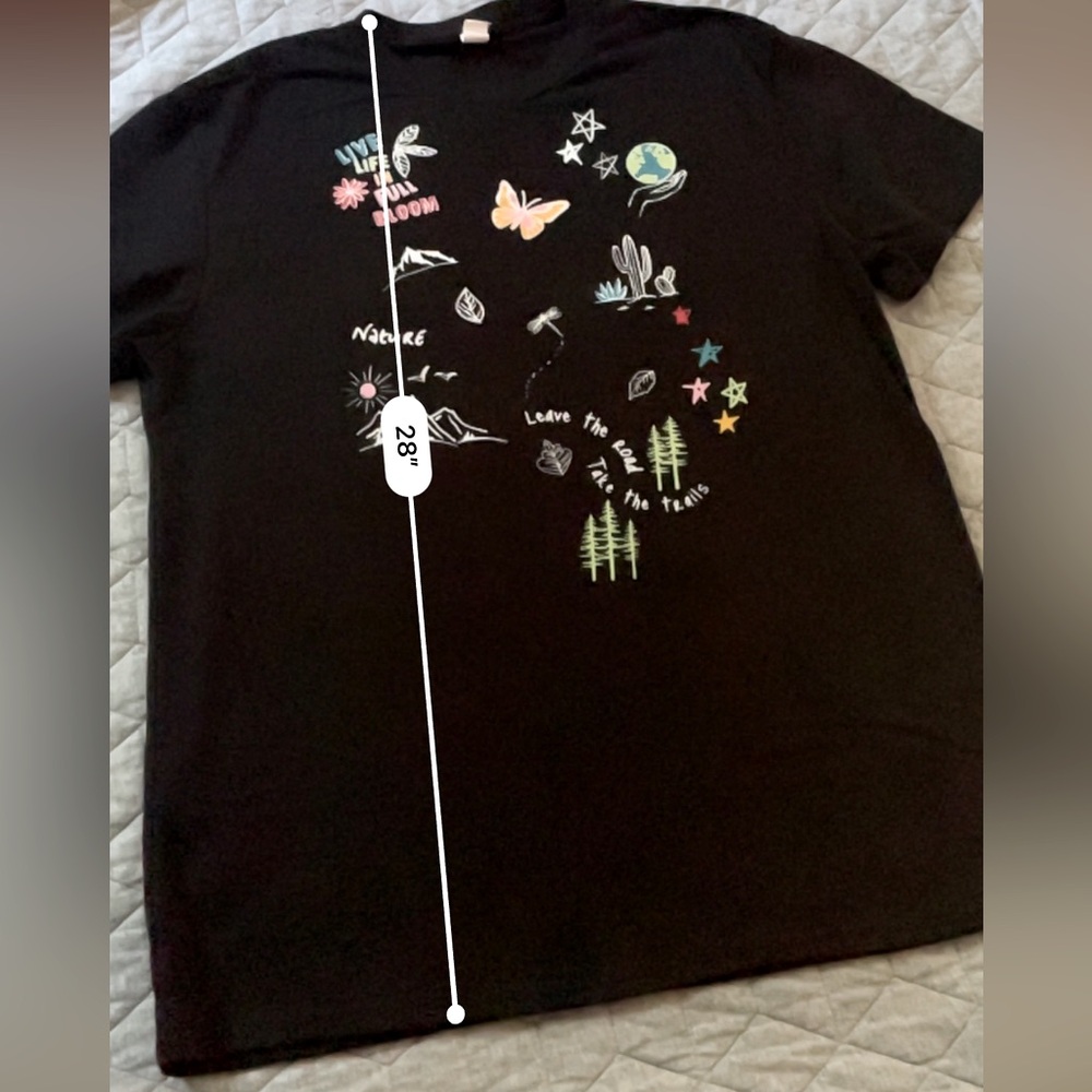 Women’s t-shirt graphic tee ‘take the trails' size large black top shirt sleeve - Picture 7 of 9
